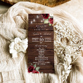 Red Rose Rustic Wood Wedding Programs Programma