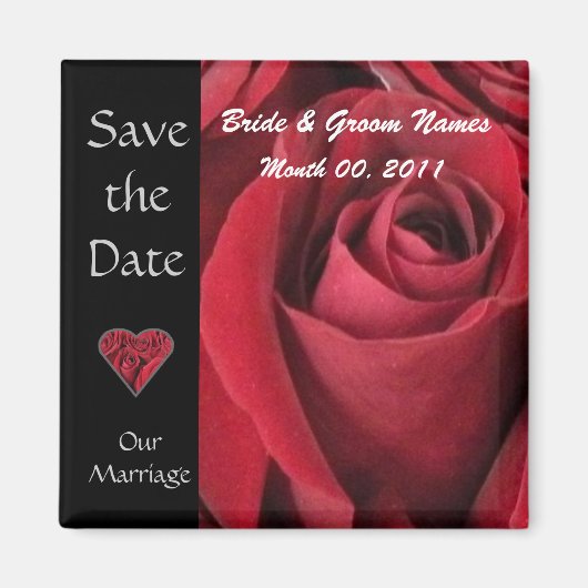 Red Rose Save The Date Magnet Magneet (Voorkant)