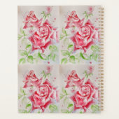 Red Rose Shabby Chic Watercolor Roses Pink Blue Planner (Achterkant)