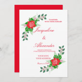 Red Rose Simple Wedding Theme Uitnodiging (Voorkant / Achterkant)