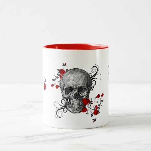 Red Rose Skull Coffee Mok (Center)