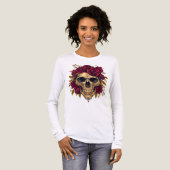 Red Rose Skull | Gothic Halloween Tee Tri-Blend Shirt (Voorkant)