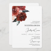Red Rose Spaanse bruiloft uitnodiging (Voorkant / Achterkant)
