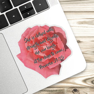 Red Rose Spreuken 31:25 Bijbelvers Sticker