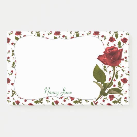 Red Rose & Stem Floral Photography Pattern Post-it® Notes (Voorkant)