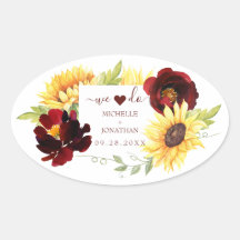 Red Rose Sunflower We wedden met Sticker