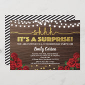 Red rose surprise 70e anniversaire invitation (Devant / Derrière)