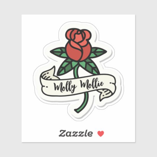 Red Rose Tattoo Design Custom-Cut Vinyl Sticker (Vel)