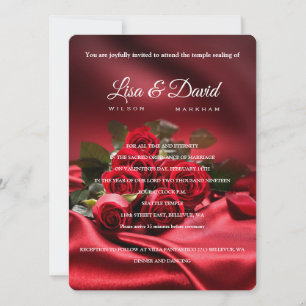 Red Rose Temple bruiloft & receptie uitnodigen Kaart