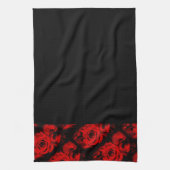 Red Rose Trim op Black Hand of Kitchen Towel Theedoek (Verticaal)