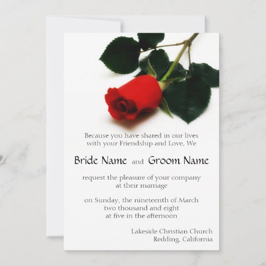 Red Rose Uitnodiging (Voorkant)