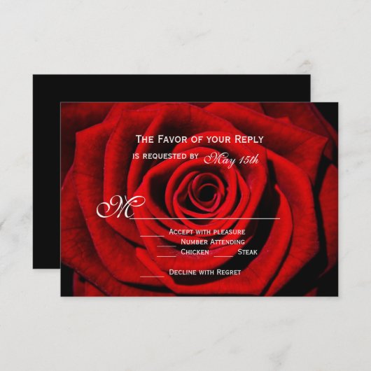 Red Rose Valentine's Day Wedding Cartes RSVP (Devant / Derrière)