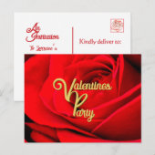 Red Rose Valentines Party Postcard Briefkaart (Voorkant / Achterkant)