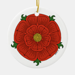 Red Rose van Lancaster Keramisch Ornament