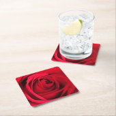 Red Rose Vierkante Kartonnen Onderzetter (Insitu)
