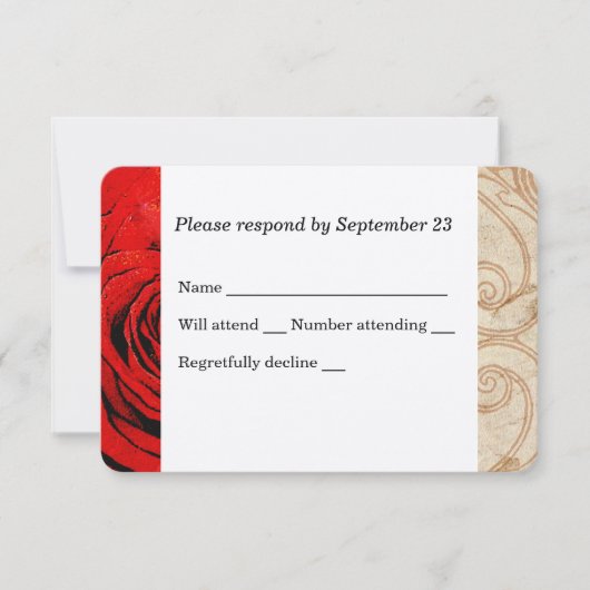 Red Rose Vintage Wedding RSVP (Devant)