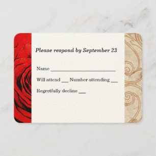 Red Rose Vintage Wedding RSVP Kaartje
