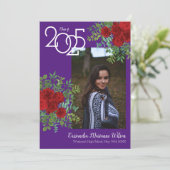 Red Rose violet photo Faire-part de graduation (Debout devant)