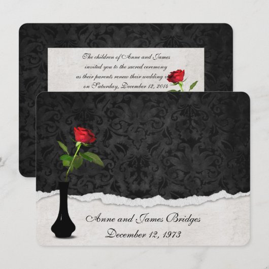 Red Rose Vow Renewal Invite Kaart (Voorkant / Achterkant)
