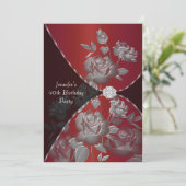 Red Rose Vrouwen 40ste verjaardag Uitnodiging (Staand voorkant)