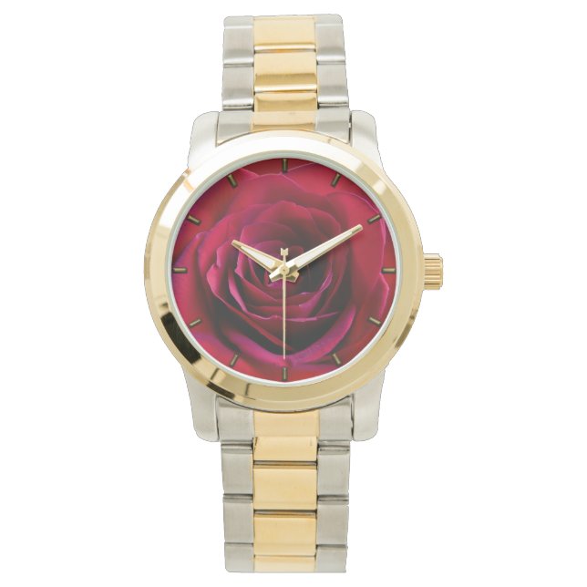 Red Rose Watch Romantic Red Rose Wrist Watts Horloge (Voorkant)