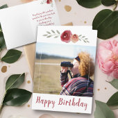 Red Rose Waterverf Birthday Foto Floral Kaart