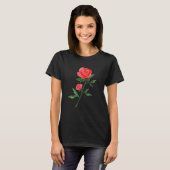 Red Rose Waterverf Black T-shirt (Voorkant volledig)