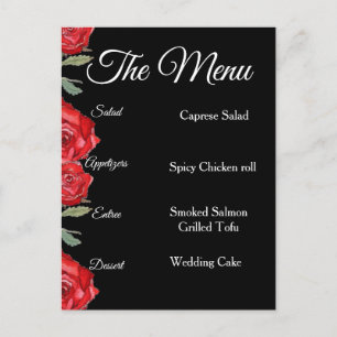 Red Rose Waterverf Elegant Menu Minimalist