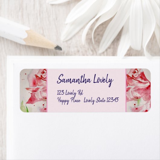 Red Rose Waterverf Rozen Etiket (Insitu)