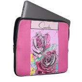 Red Rose Waterverf Rozen Roze iPad Smart Hoesje Laptop Sleeve (Voorkant Rechts)