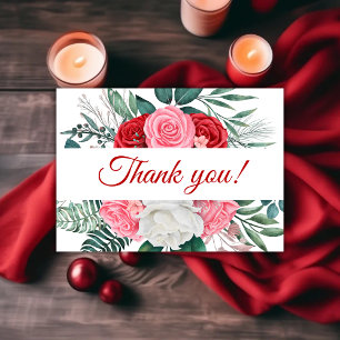 Red Rose Waterverf Weddenschap Hartelijk dank Bedankkaart