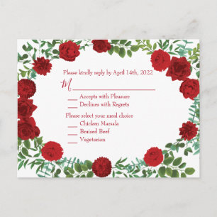 Red Rose Wedding Elegant Classic Briefkaart