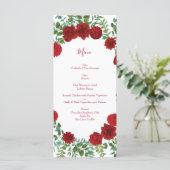 Red Rose Wedding Elegant Classic Menu (Staand voorkant)