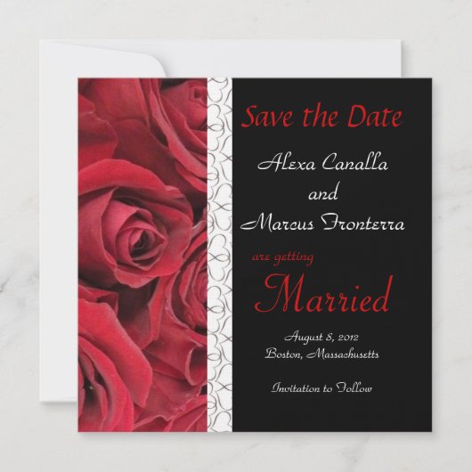 Red Rose Wedding Enregistrer la carte de date (Devant)