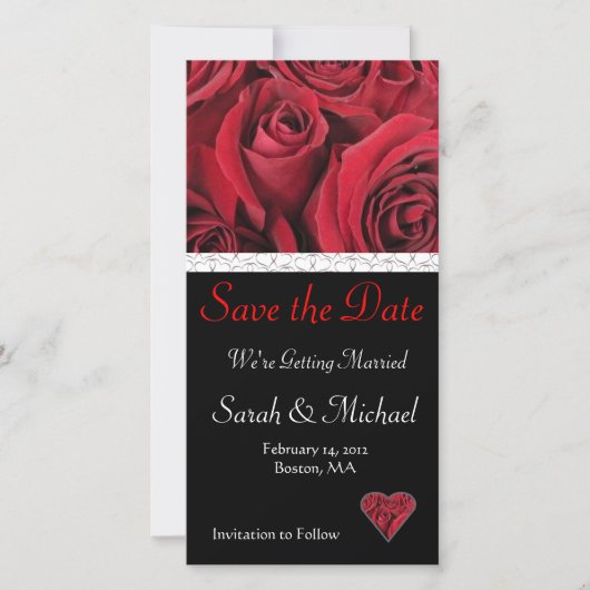 Red Rose Wedding Enregistrer la carte de date (Devant)