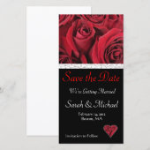 Red Rose Wedding Enregistrer la carte de date (Devant / Derrière)