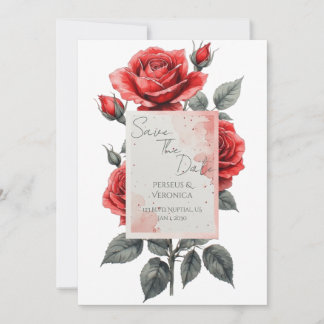 Red Rose Wedding Invitation Kaart