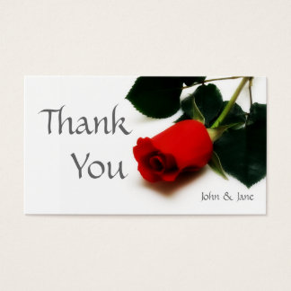 Red rose Wedding thank you card Visitekaartjes