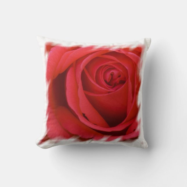 Red Rose White Border Kussen (Voorkant)
