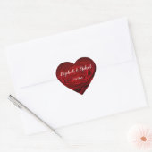 Red Rose White Handwrited Script Custom Wedding Hart Sticker (Envelop)