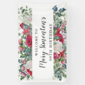 Red Rose Winter Botanical 90th Birthday Spandoek (Verticaal)