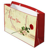 Red Rose Winter Frost I love You design Groot Cadeauzakje (Achterkant Gekanteld)