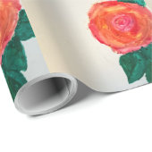 Red Rose with Green Leaves Cadeaupapier (Rol Hoek)