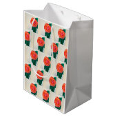 Red Rose with Green Leaves Medium Cadeauzakje (Achterkant Gekanteld)