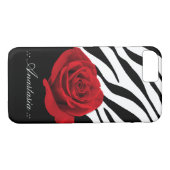 Red Rose Zebra Afdrukken gepersonaliseerd iPhone 7 Case-Mate iPhone Case (Achterkant (Horizontaal))
