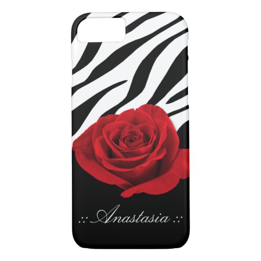 Red Rose Zebra Afdrukken gepersonaliseerd iPhone 7 Case-Mate iPhone Case (Achterkant)