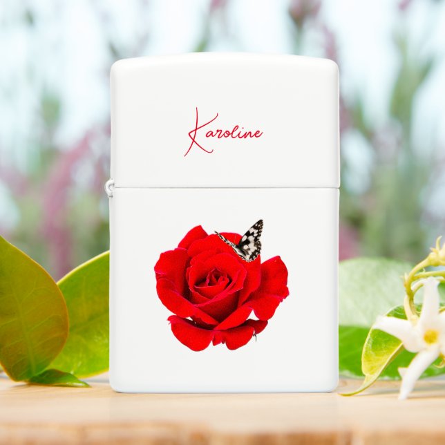 Red Rose Zippo Lighter (On Table)