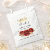 Red Rose Zwart Goud Elegant Quinceanera Dank u Bedankzakje (Geknipt)