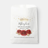 Red Rose Zwart Goud Elegant Quinceanera Dank u Bedankzakje (Voorkant)