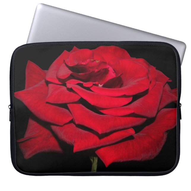 Red Rose - zwart Laptop Sleeve (Voorkant)